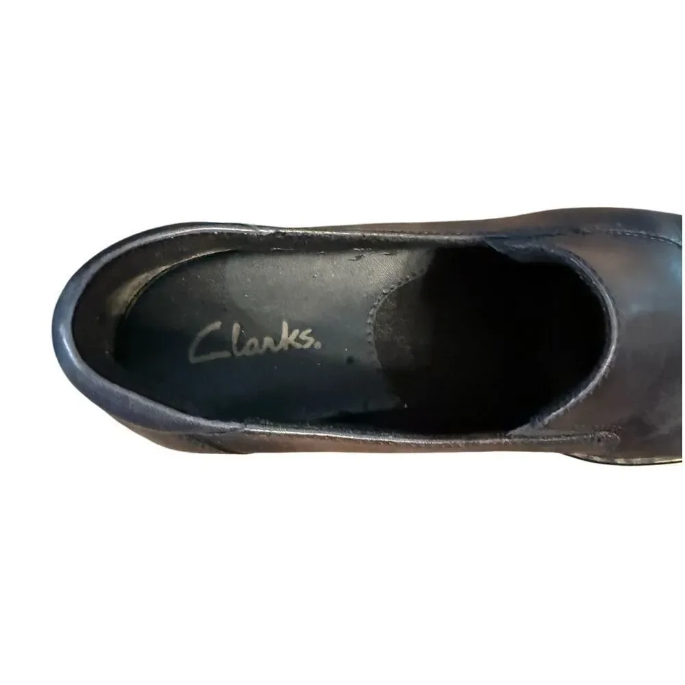 Clarks Bendables Slip On May Poppy Loafers Sz. Black Leather Comfort